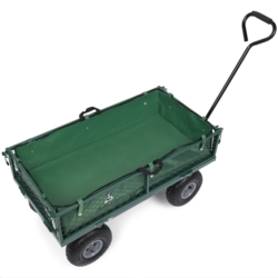 Wózek transportowy ogrodowy, przyczepka z opuszczanymi burtami oraz wkładem 100L 500kg