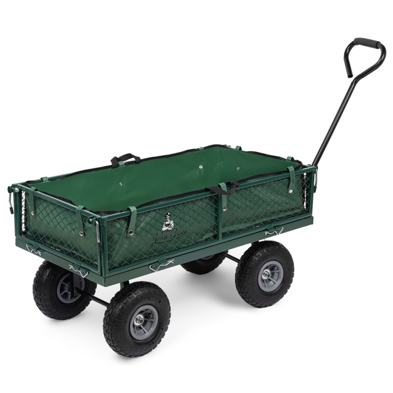 Wózek transportowy ogrodowy, przyczepka z opuszczanymi burtami oraz wkładem 100L 500kg