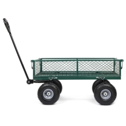 Wózek transportowy ogrodowy, przyczepka z opuszczanymi burtami oraz wkładem 100L 500kg