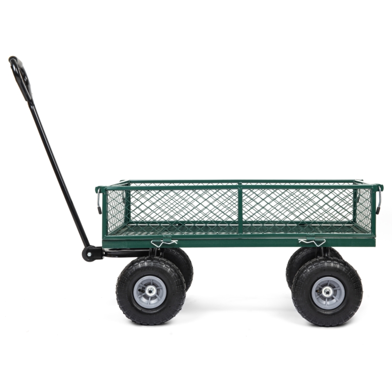 Wózek transportowy ogrodowy, przyczepka z opuszczanymi burtami oraz wkładem 100L 500kg