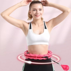 Hula hop z obciążeniem oraz masażem za pomocą wypustek, regulacja średnicy Różowy