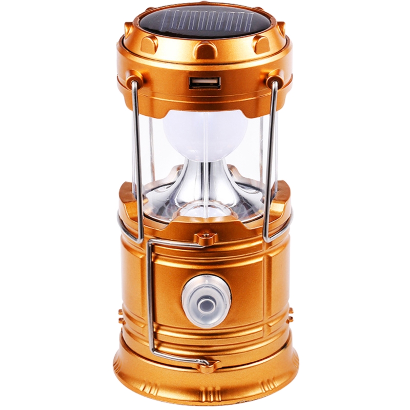 Lampa solarna kempingowa latarka turystyczna Miedziana