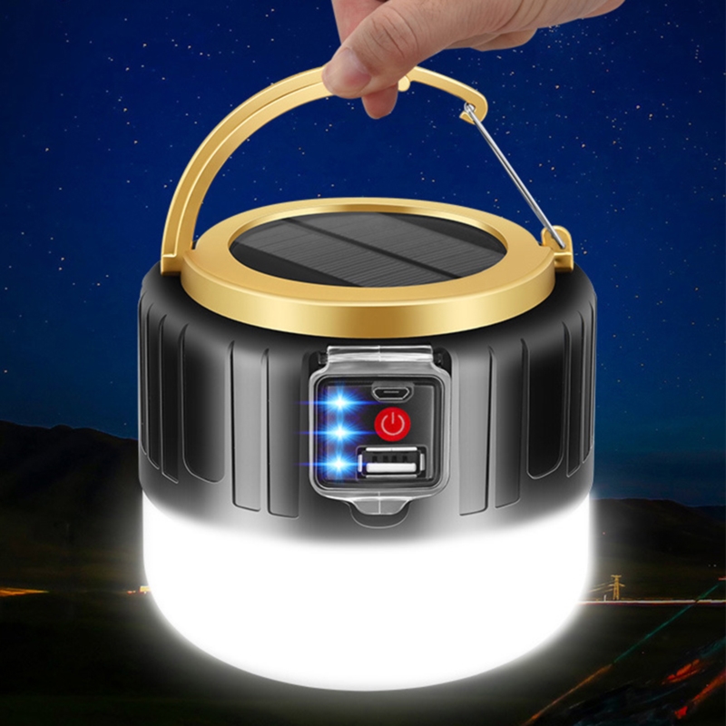 Lampa solarna kempingowa LED + Powerbank USB + Pilot