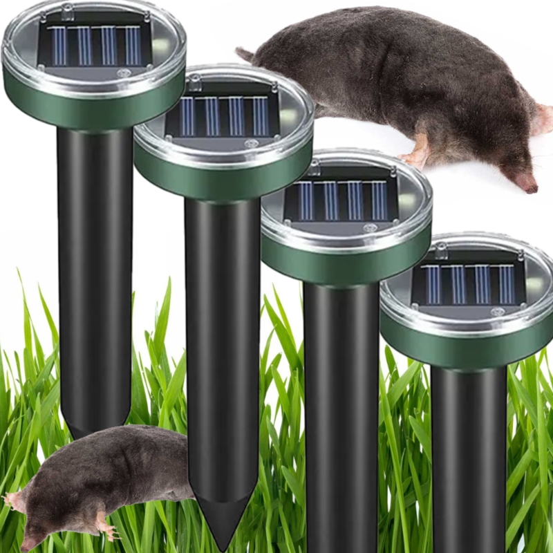Odstraszacz na krety, gryzonie solarny okrągły zestaw 4 sztuk
