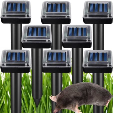 Odstraszacz na krety, gryzonie solarny kwadratowy zestaw 8 sztuk