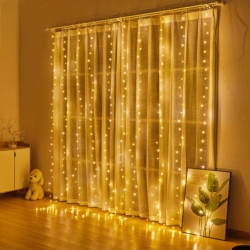 Kurtyna świetlna druciki LED w formie Zasłon Świetlnych 300LED Biały Ciepły