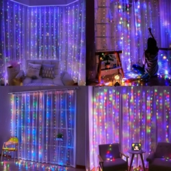 Kurtyna świetlna druciki LED w formie Zasłon Świetlnych 300LED Multikolor
