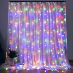 Kurtyna świetlna druciki LED w formie Zasłon Świetlnych 300LED Multikolor