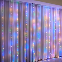 Kurtyna świetlna druciki LED w formie Zasłon Świetlnych 300LED Multikolor