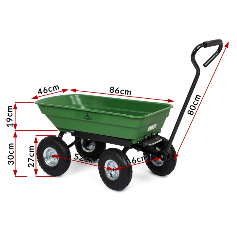 Wózek transportowy ogrodowy przyczepka z funkcją wywrotki 75L 300kg