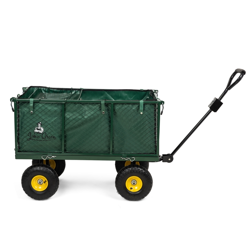Wózek transportowy ogrodowy z opuszczanymi burtami 205L 300kg + Wkład + Tacka