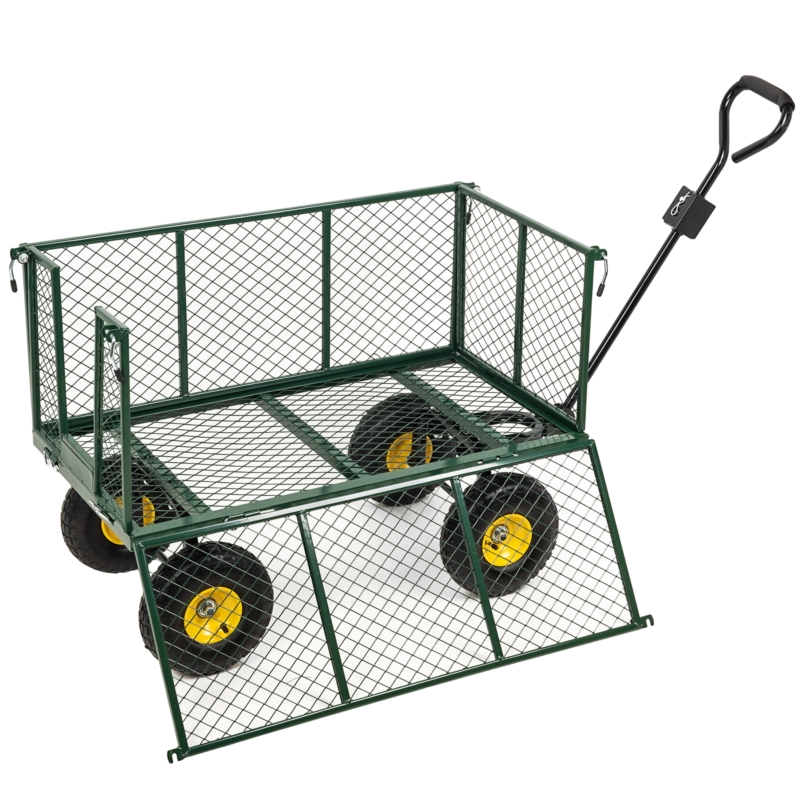Wózek transportowy ogrodowy z opuszczanymi burtami 205L 300kg + Wkład + Tacka