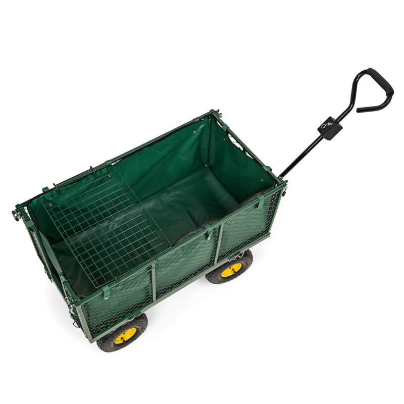 Wózek transportowy ogrodowy z opuszczanymi burtami 205L 300kg + Wkład + Tacka