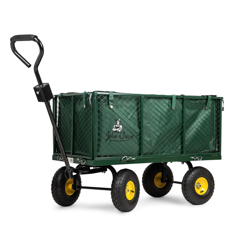 Wózek transportowy ogrodowy z opuszczanymi burtami 205L 300kg + Wkład + Tacka