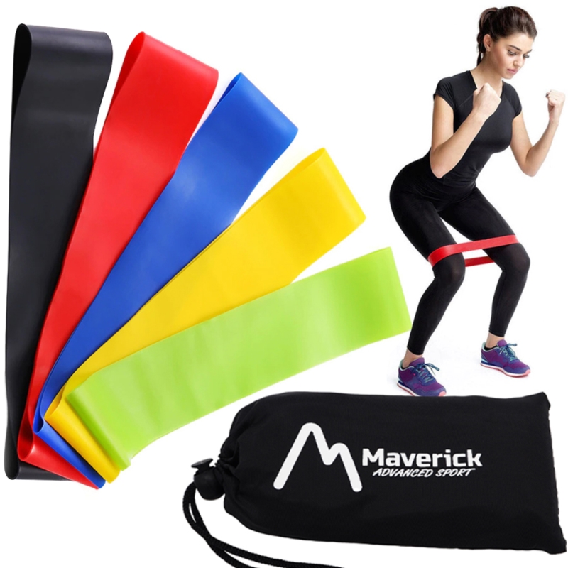 Zestaw 5 taśm gum lateksowych do ćwiczeń fitness + woreczek