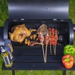 Grill węglowy ogrodowy z pokrywą z wędzarnią + Mata teflonowa