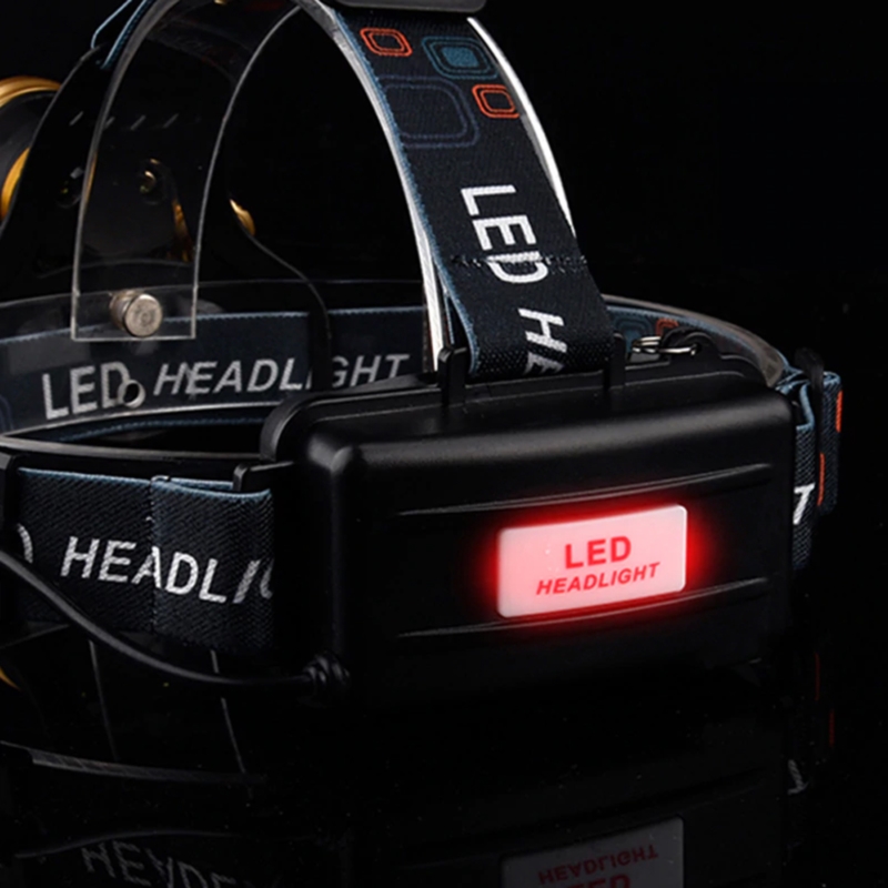 Latarka czołowa 3x LED akumulatorowa z czerwonym światłem z tyłu