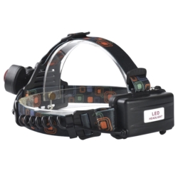 Latarka czołowa 3x LED akumulatorowa z czerwonym światłem z tyłu