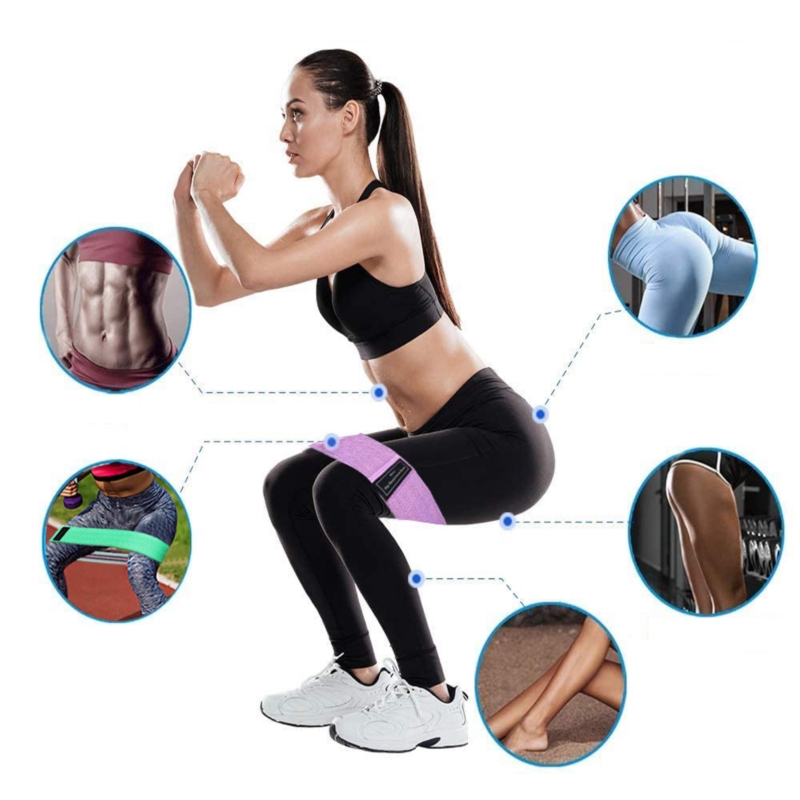 Zestaw 5 taśm gum tekstylnych do ćwiczeń fitness + woreczek
