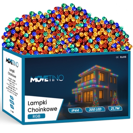 Lampki choinkowe świąteczne 300LED 21m IP44 Multikolor