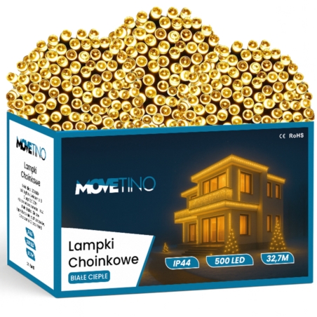 Lampki choinkowe świąteczne 500LED 32m IP44 Biały Ciepły