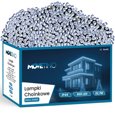 Lampki choinkowe świąteczne 500LED 32m IP44 Biały Zimny