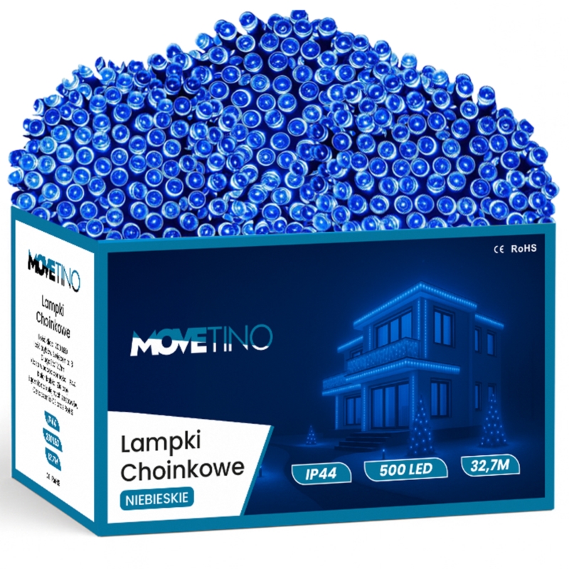 Lampki choinkowe świąteczne 500LED 32m IP44 Niebieski