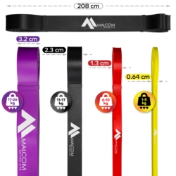 Zestaw 4 gum oporowych do ćwiczeń gumy oporowe Powerband 1-26kg + Worek
