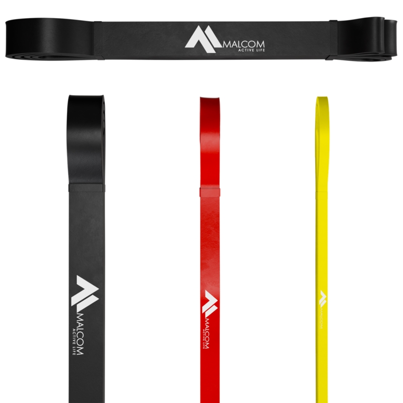 Zestaw 3 gum oporowych do ćwiczeń gumy oporowe Powerband 1-17kg + Worek