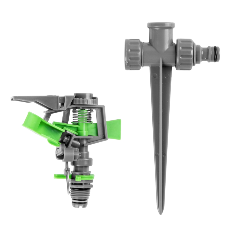 Wózek ogrodowy + Wąż ogrodowy 50m 1/2" + Pistolet do podlewania + Zraszacz ręczny + Zraszacz wbijany + Złączki i adaptery