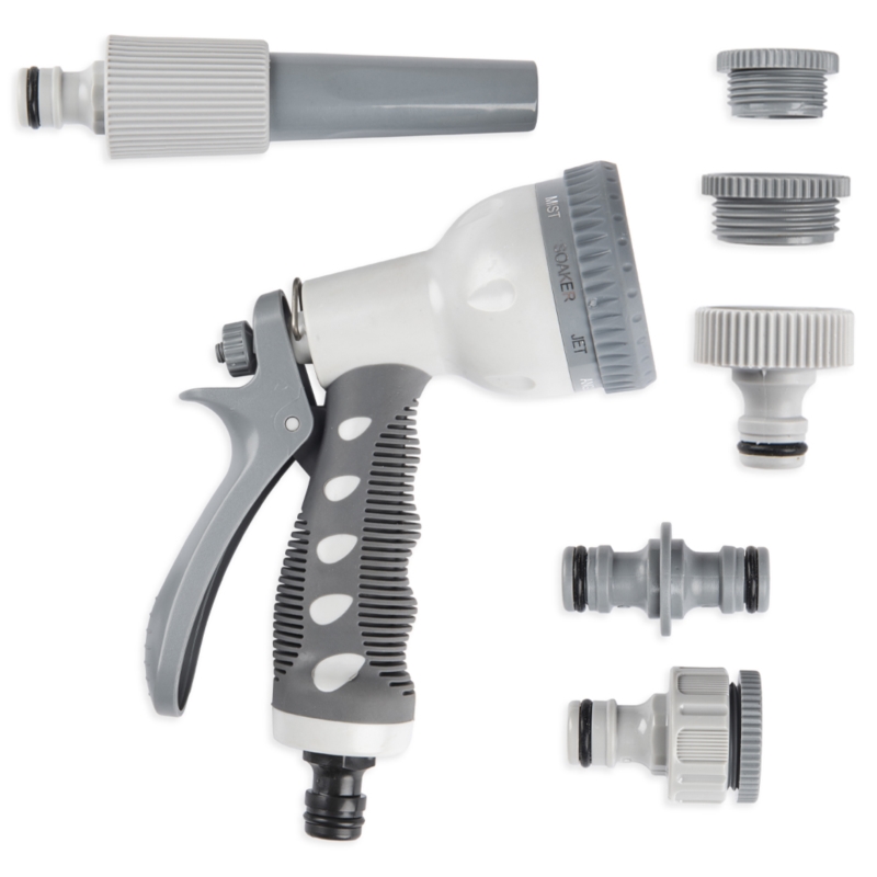 Wózek ogrodowy + Wąż ogrodowy 50m 1/2" + Pistolet do podlewania + Zraszacz ręczny + Zraszacz wbijany + Złączki i adaptery