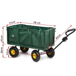 Wózek transportowy ogrodowy z opuszczanymi burtami 205L 300kg + Wkład + Tacka