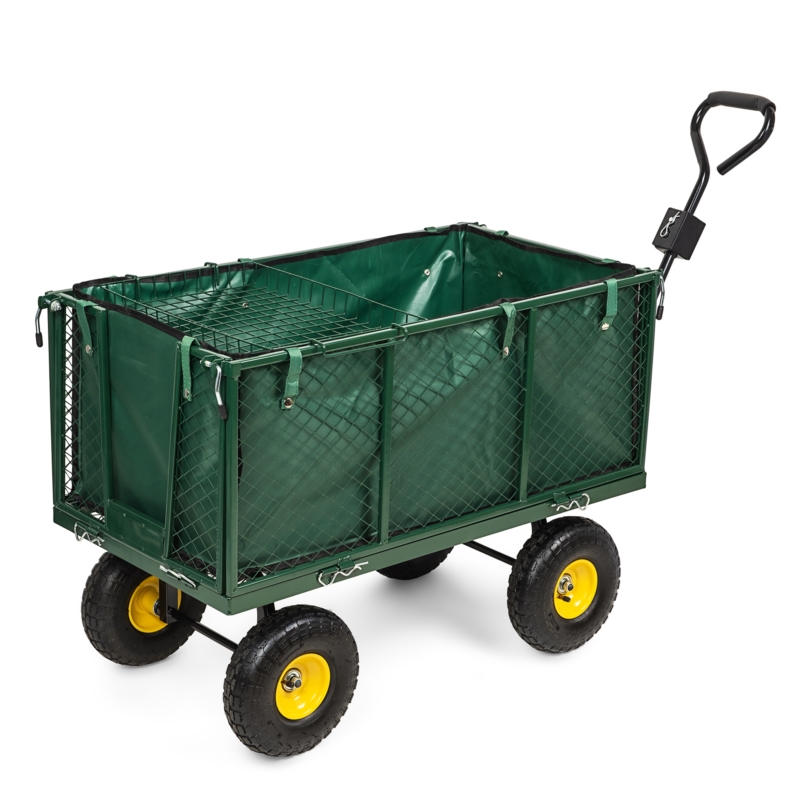 Wózek transportowy ogrodowy z opuszczanymi burtami 205L 300kg + Wkład + Tacka