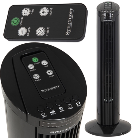 Wentylator kolumnowy podłogowy 70W Czarny + Pilot