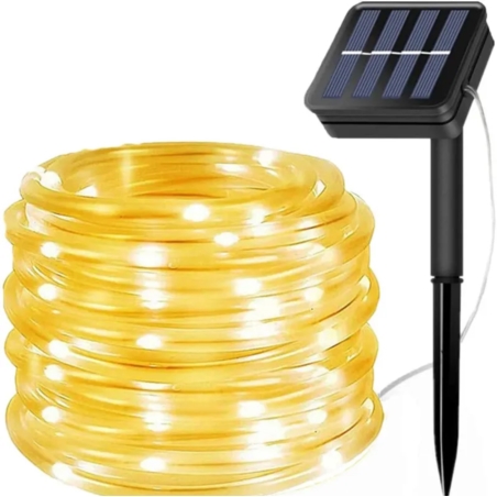 Wąż świetlny zewnętrzny IP44 solarny Biały Ciepły 32m + Czujnik zmierzchu