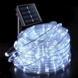 Wąż świetlny zewnętrzny IP44 solarny Biały Zimny 22m + Czujnik zmierzchu