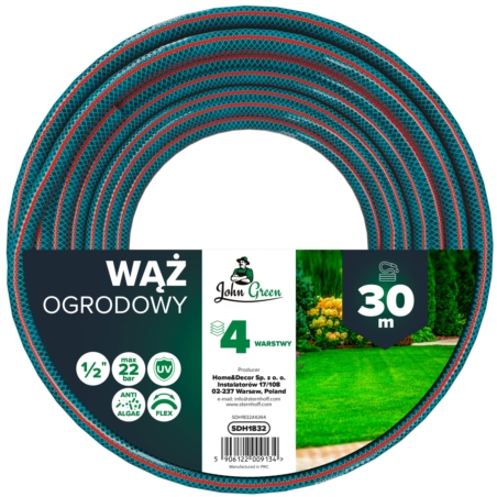 Wąż ogrodowy do podlewania 4-warstwowy 1/2" 30m