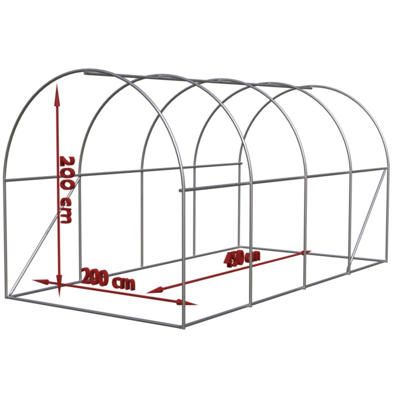 Tunel foliowy ogrodowy szklarnia z metalowym stelażem Biały 2x4,5x2m