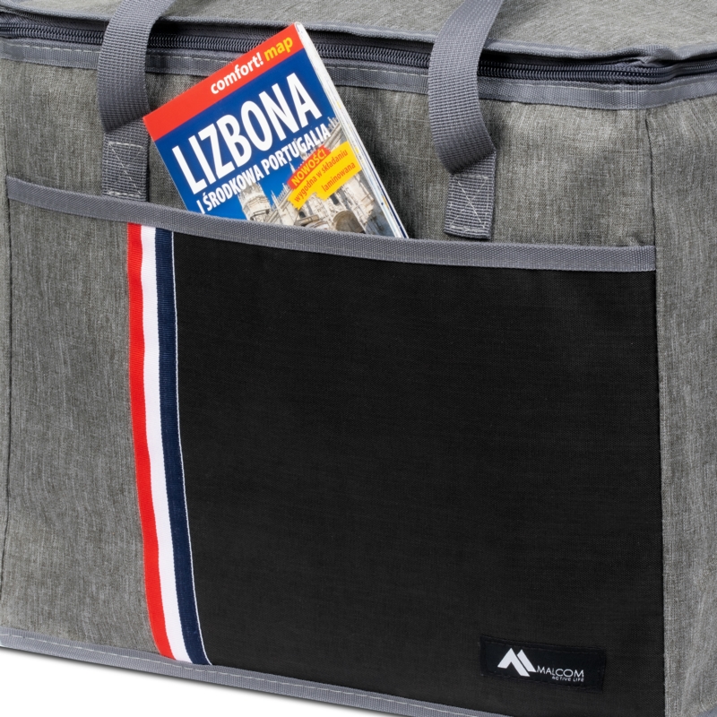 Torba termiczna z paskiem i kieszonką Szara 30L