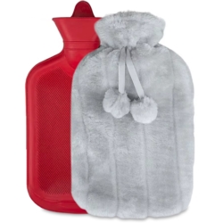 Termofor pluszowy z imitację futra gumowy 2L Szary