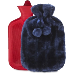 Termofor pluszowy z imitację futra gumowy 2L Granatowy