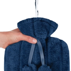 Termofor pluszowy z imitację futra gumowy 2L Granatowy