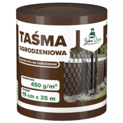Taśma ogrodzeniowa do paneli ogrodzeniowych 19cm x 35m 450g/m2 Ciemny Brązowy + 20 Klipsów