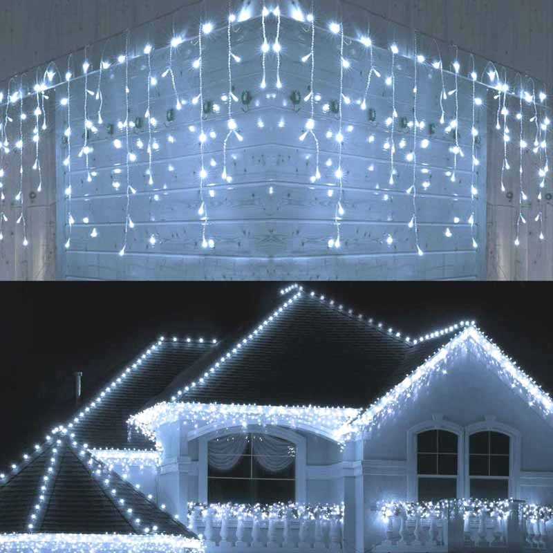 Sople lampki zewnętrzne 500LED 15m IP44 Biały Zimny