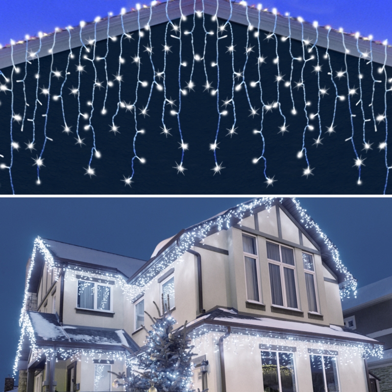 Sople lampki zewnętrzne 300LED 10m IP44 Biały Zimny