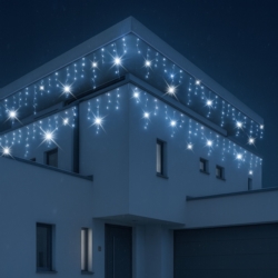 Sople lampki świąteczne zewnętrzne IP44 12m 300LED Biały Zimny + FLASH Zimny