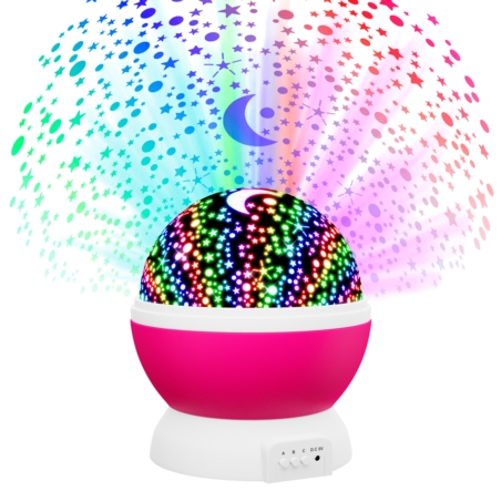 Lampka nocna Projektor gwiazd 2w1 Różowy
