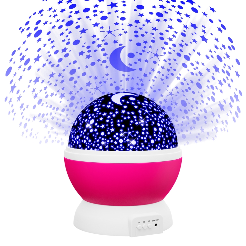Lampka nocna Projektor gwiazd 2w1 Różowy