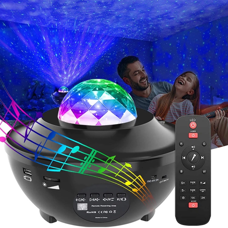 Projektor gwiazd lampka nocna dla dzieci Czarny + Pilot