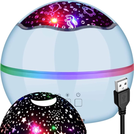 Projektor gwiazd lampka nocna dla dzieci Niebieski